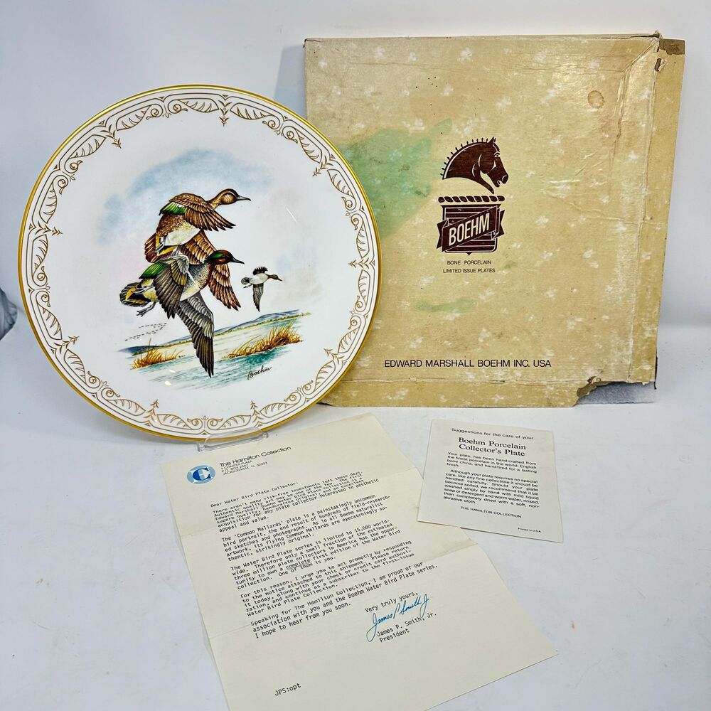 Boehm Water Bird Collection Mallards Collector Porcelain Plate 1981 Box 10.75"